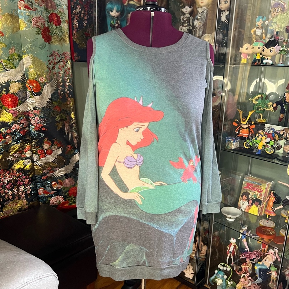 Disney Parks Ariel Little Mermaid Cold Shoulder Tunic Sweatshirt Dress Size XXL